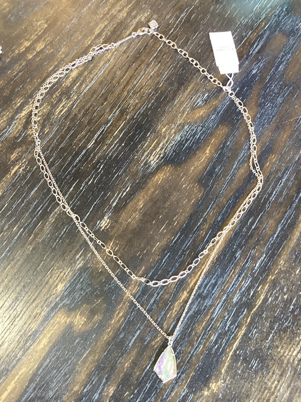 Kendra Scott Camry Silver Multi Strand Necklace with Abalone Pendant